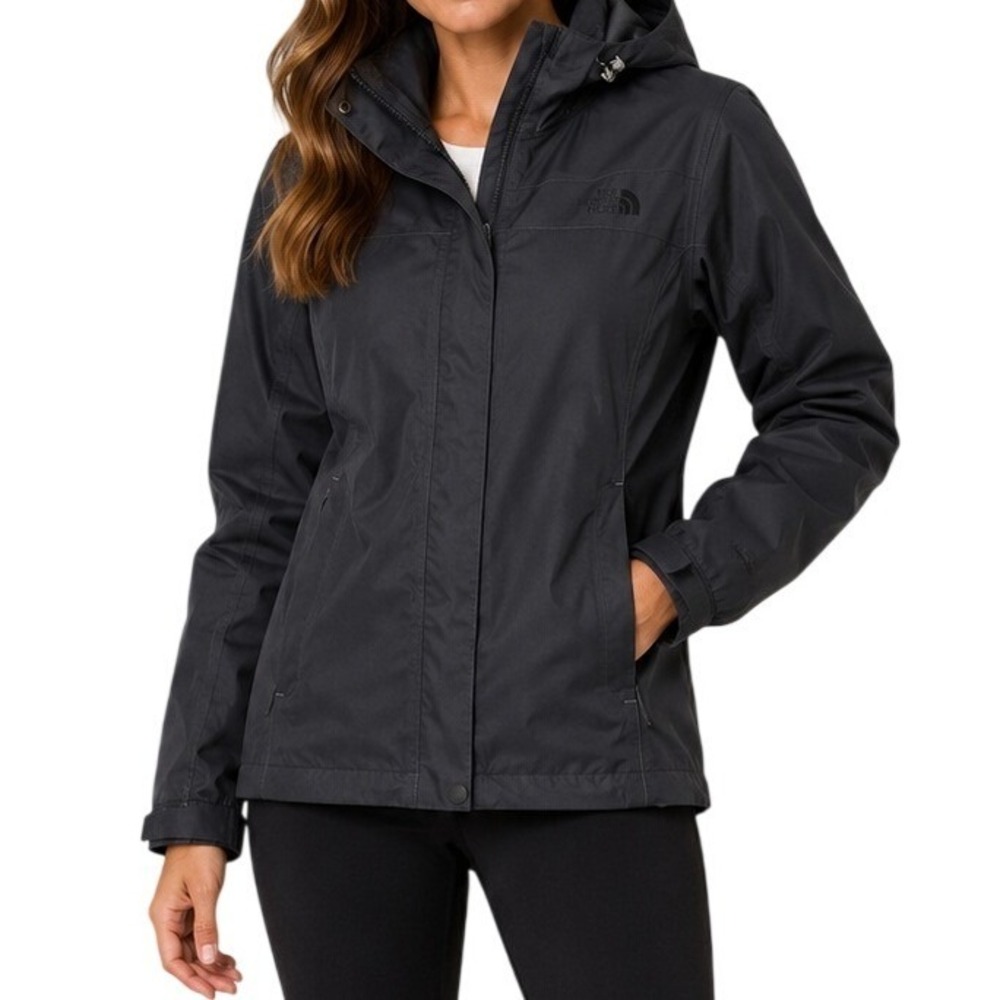 The North Face Dark Gray HyVent Hooded Rain Jacket Womens Medium